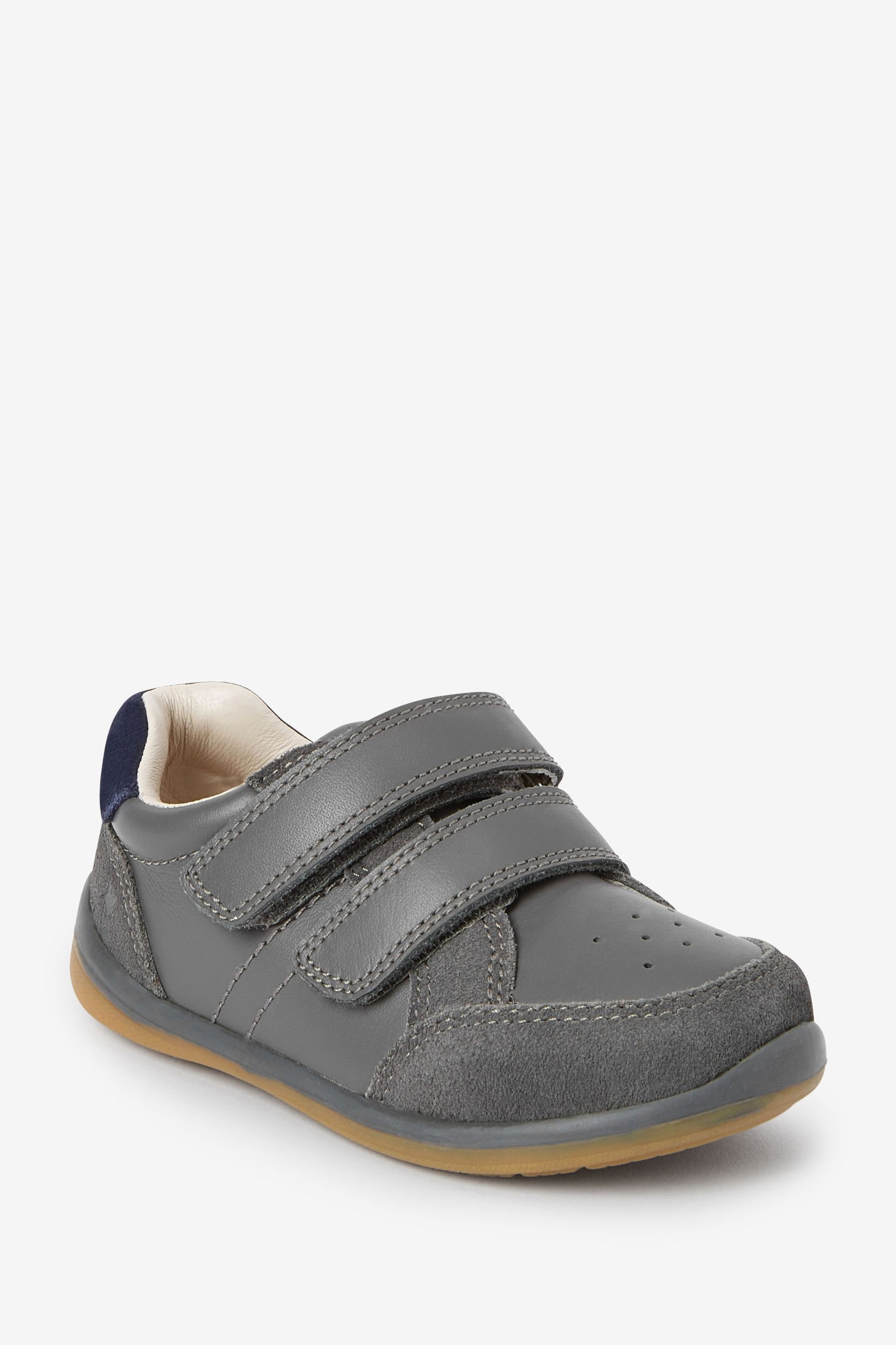 Buy Grey Standard Fit F Touch Fastening Leather First Walker Baby Shoes from Next Luxembourg