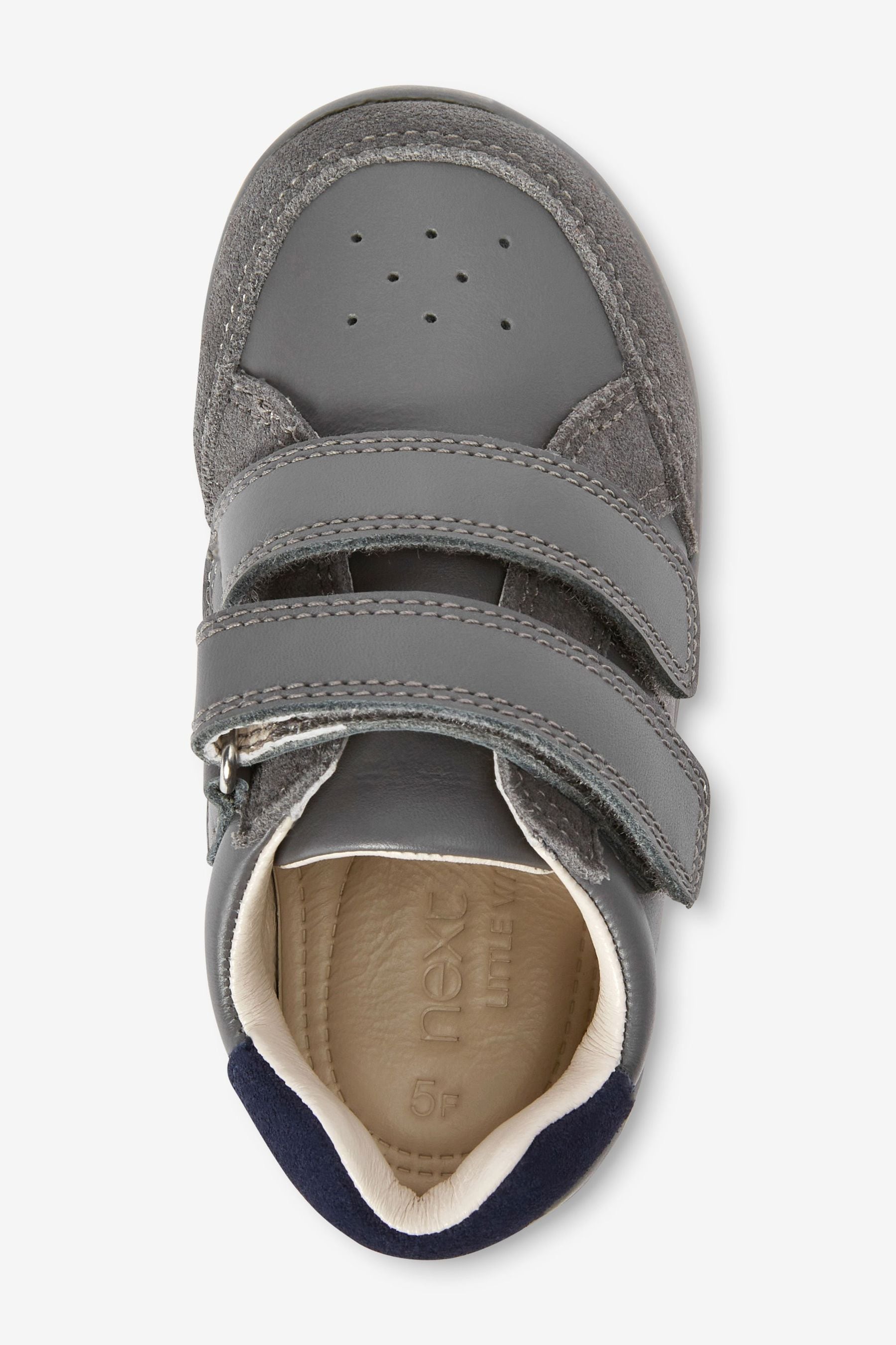 Grey Standard Fit F Touch Fastening Leather First Walker Baby Shoes