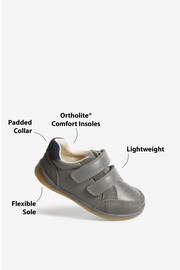 Grey Standard Fit (F) Touch Fastening Leather First Walker Baby Shoes - Image 5 of 5