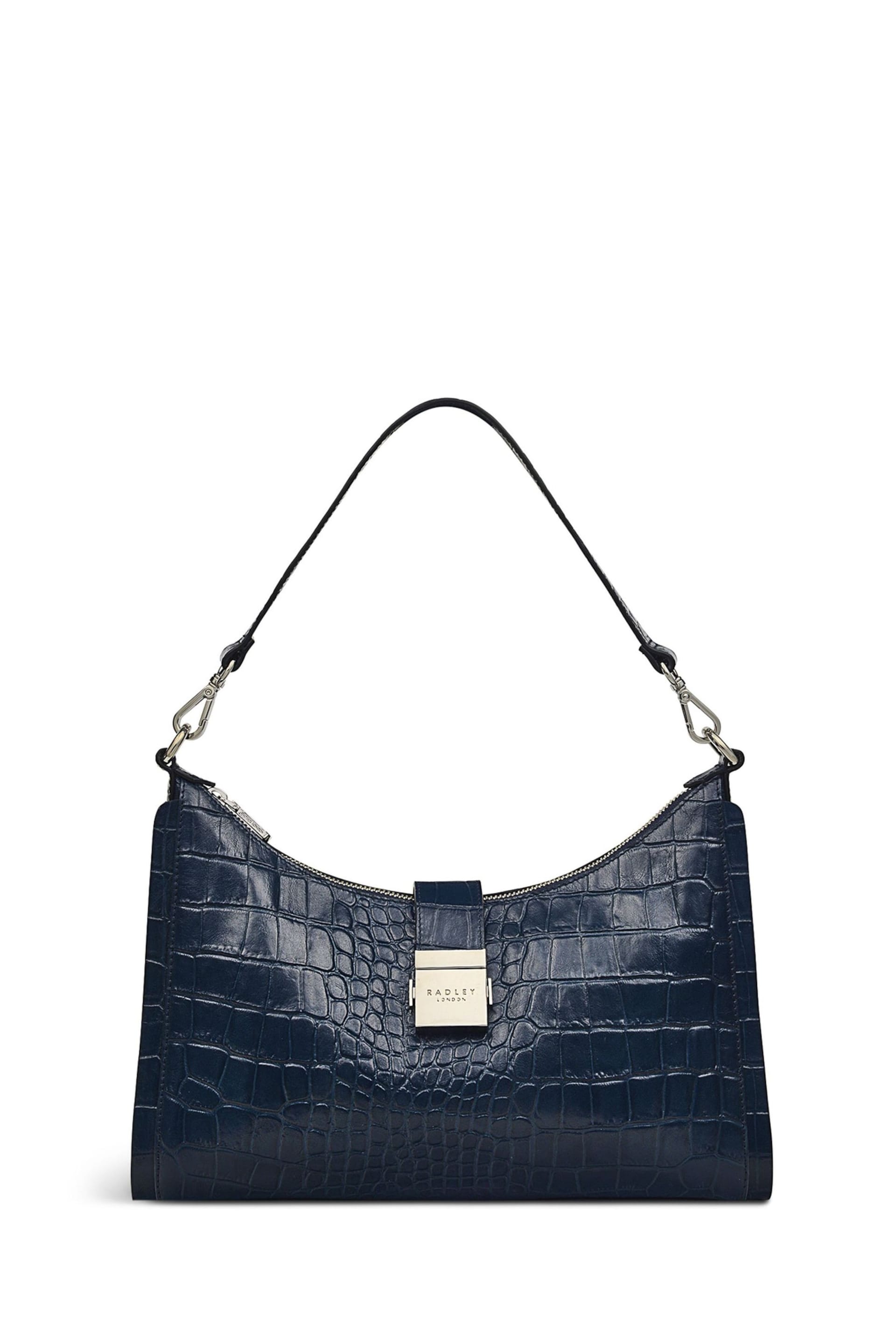 Radley London Blue Sloane Street Faux Croc Medium Zip Top Shoulder Bag - Image 2 of 5