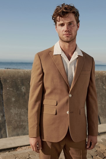 Rust Brown Linen Suit: Jacket