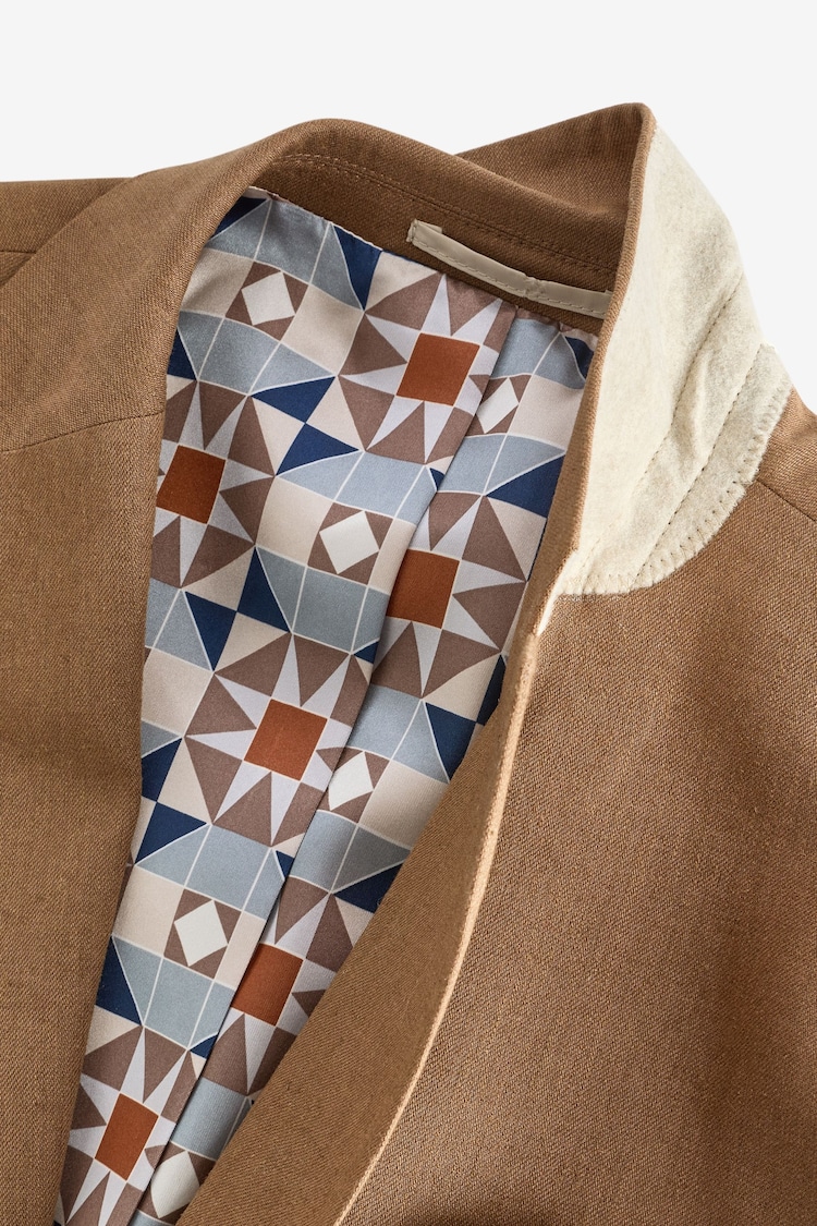Rust Brown Linen Tailored Fit Suit: Jacket - Image 10 of 11