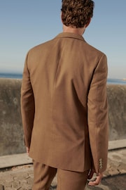 Rust Brown Linen Tailored Fit Suit: Jacket - Image 3 of 11