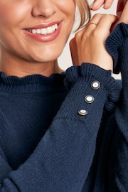 Joules Edith Navy Blue Frill Neck Jumper - Image 5 of 5
