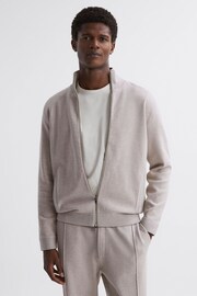 Reiss Oatmeal Melange Reform Dual-Zip Funnel Neck Jumper - Image 1 of 5