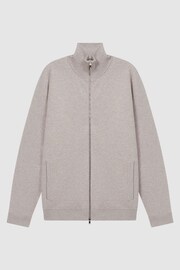 Reiss Oatmeal Melange Reform Dual-Zip Funnel Neck Jumper - Image 2 of 5