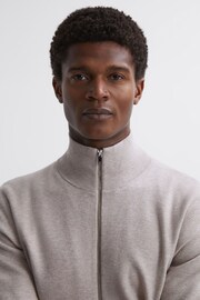 Reiss Oatmeal Melange Reform Dual-Zip Funnel Neck Jumper - Image 4 of 5