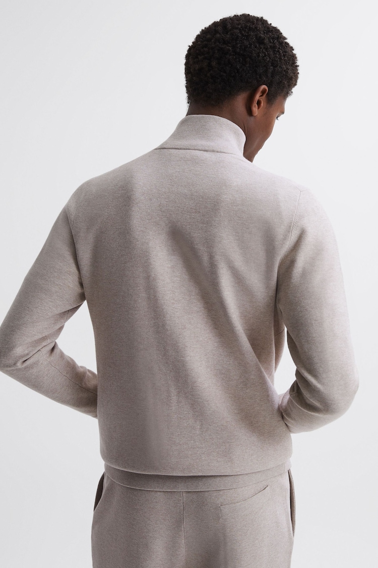 Reiss Oatmeal Melange Reform Dual-Zip Funnel Neck Jumper - Image 5 of 5