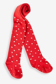 JoJo Maman Bébé Red Gold Spot Cotton Rich Spot Tights - Image 1 of 2