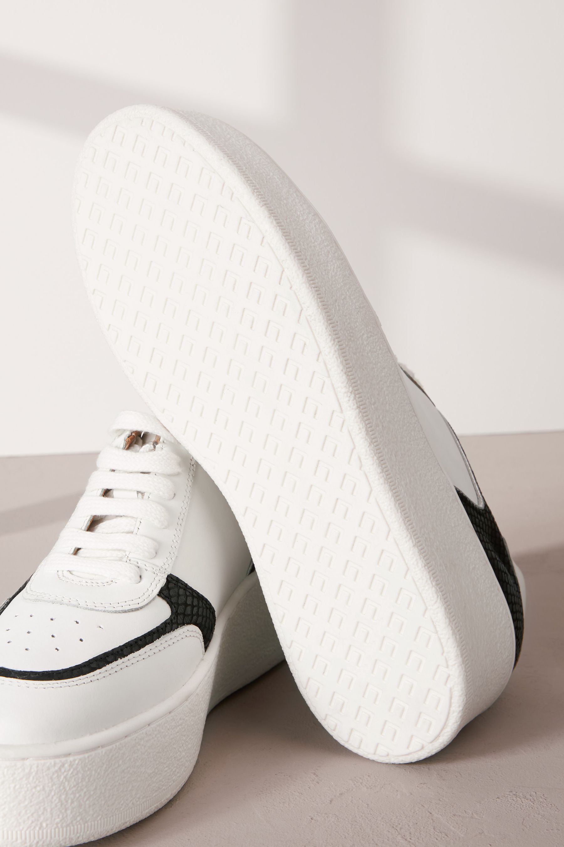 Buy White Signature Leather Retro Chunky Wedge Platform Trainers from Next Luxembourg