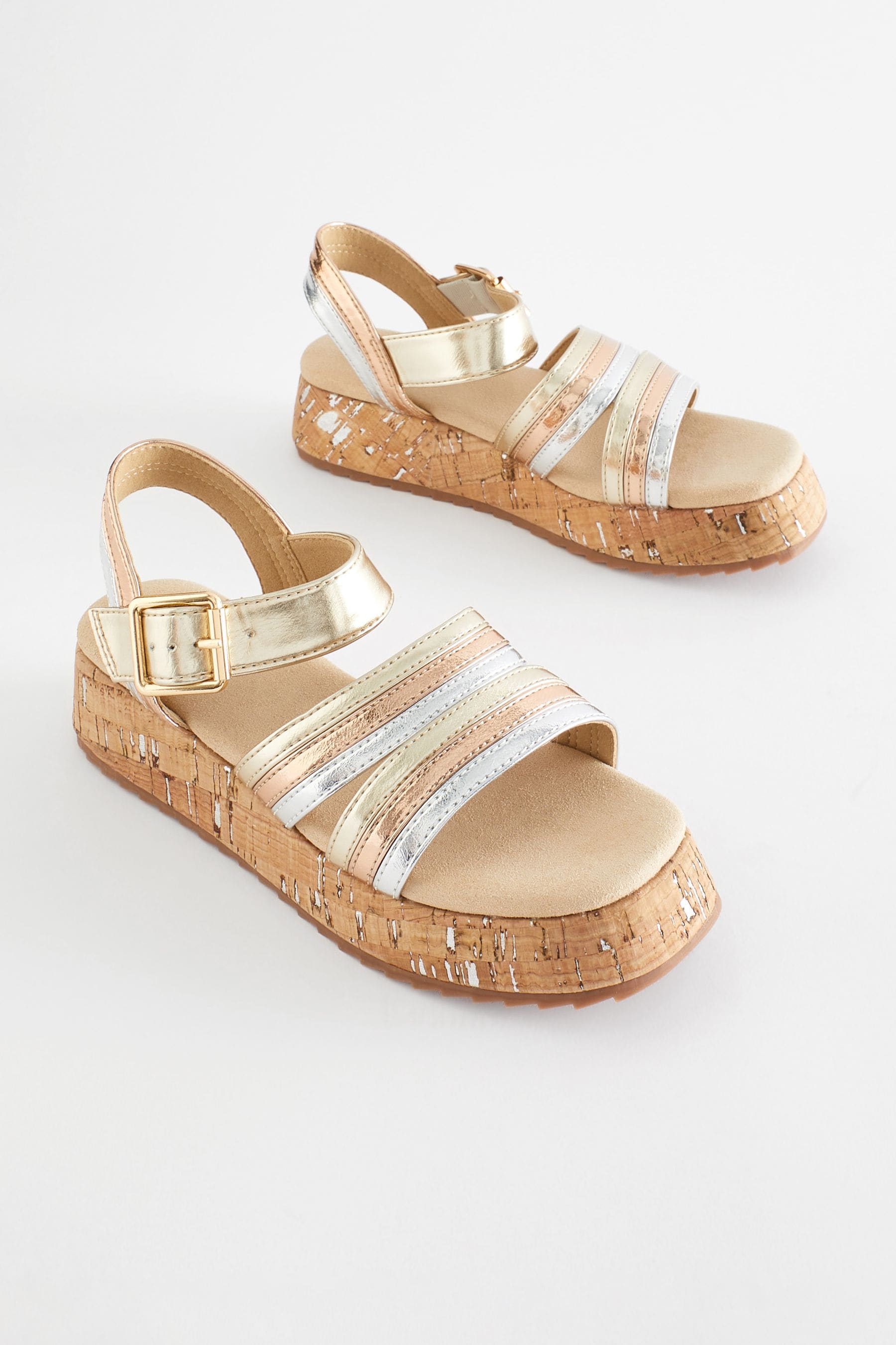Buy Metallic Gold Platform Wedge Sandals from the Next UK online shop