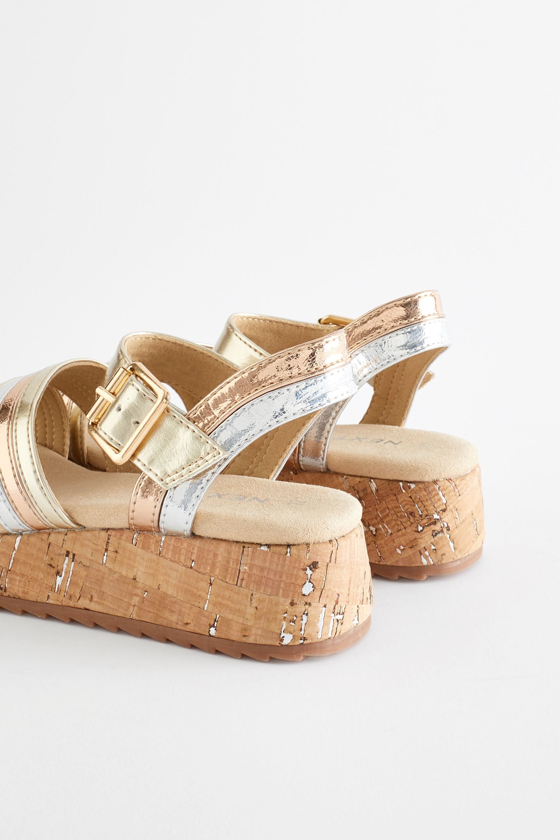 Buy Metallic Gold Platform Wedge Sandals from Next Canada