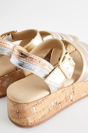 Metallic Gold Platform Wedge Sandals - Image 7 of 7