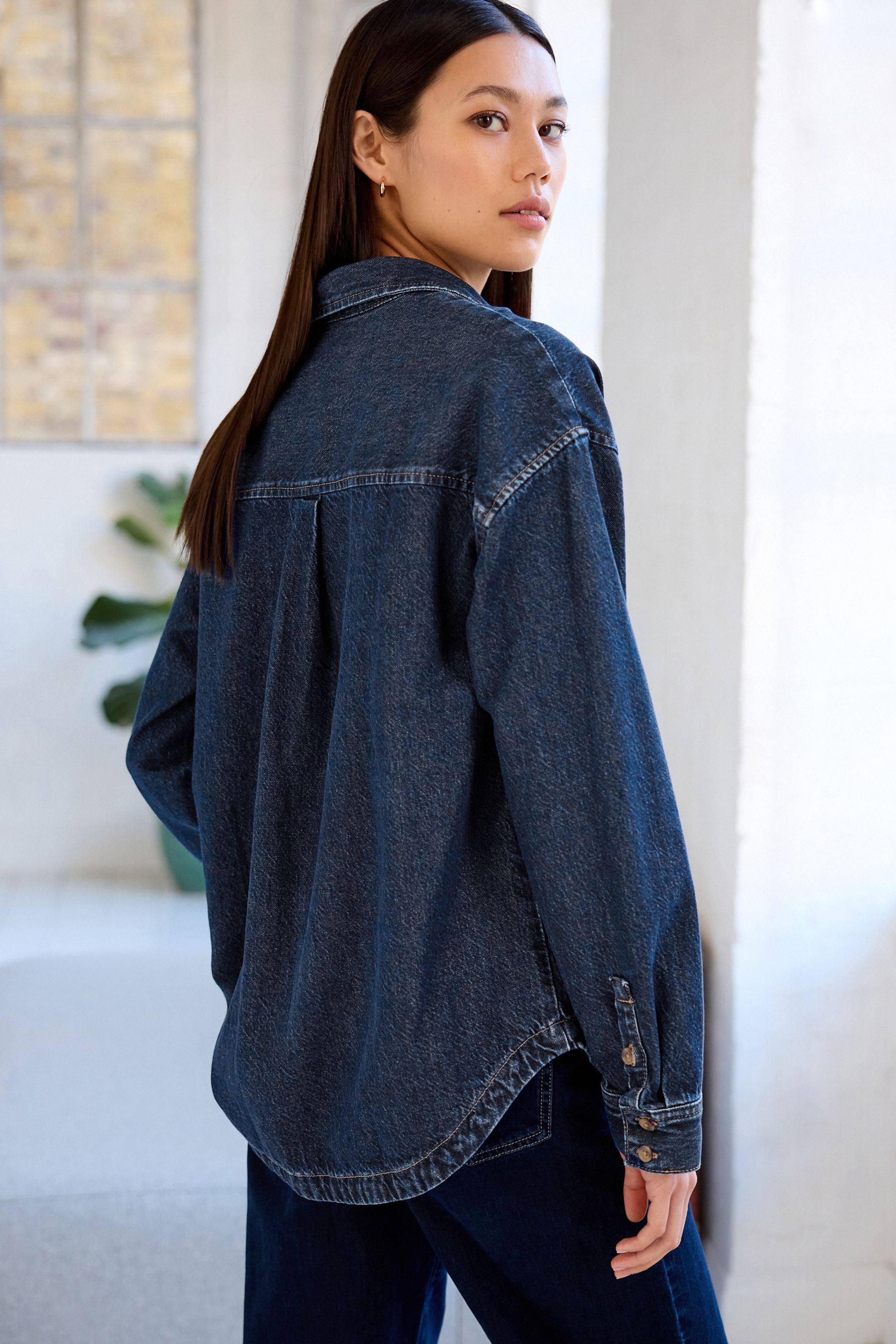 Womens denim pullover shirt on sale