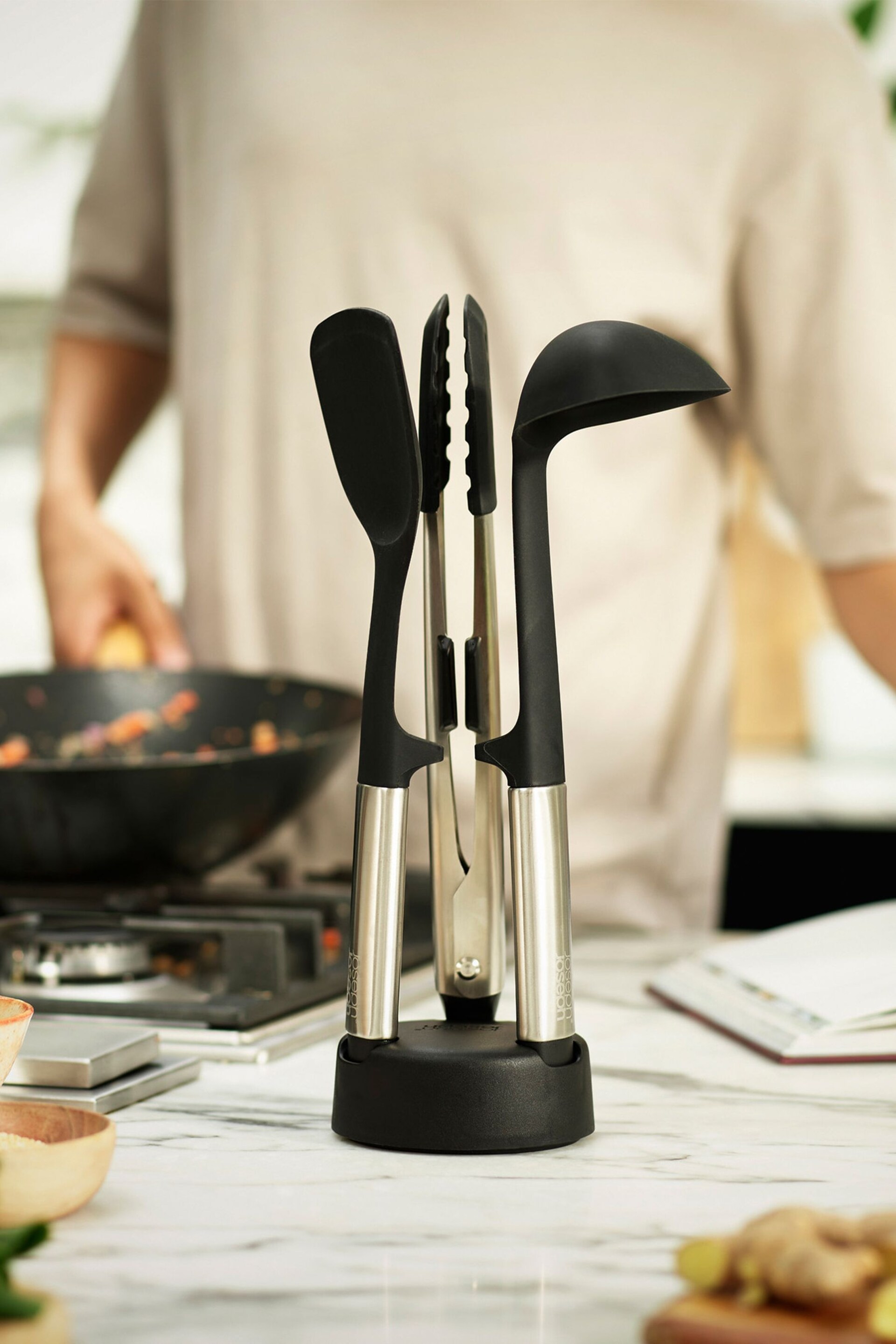 Joseph Joseph Silver Elevate Fusion 3pc Silicone Utensil Set with Stand - Image 1 of 6