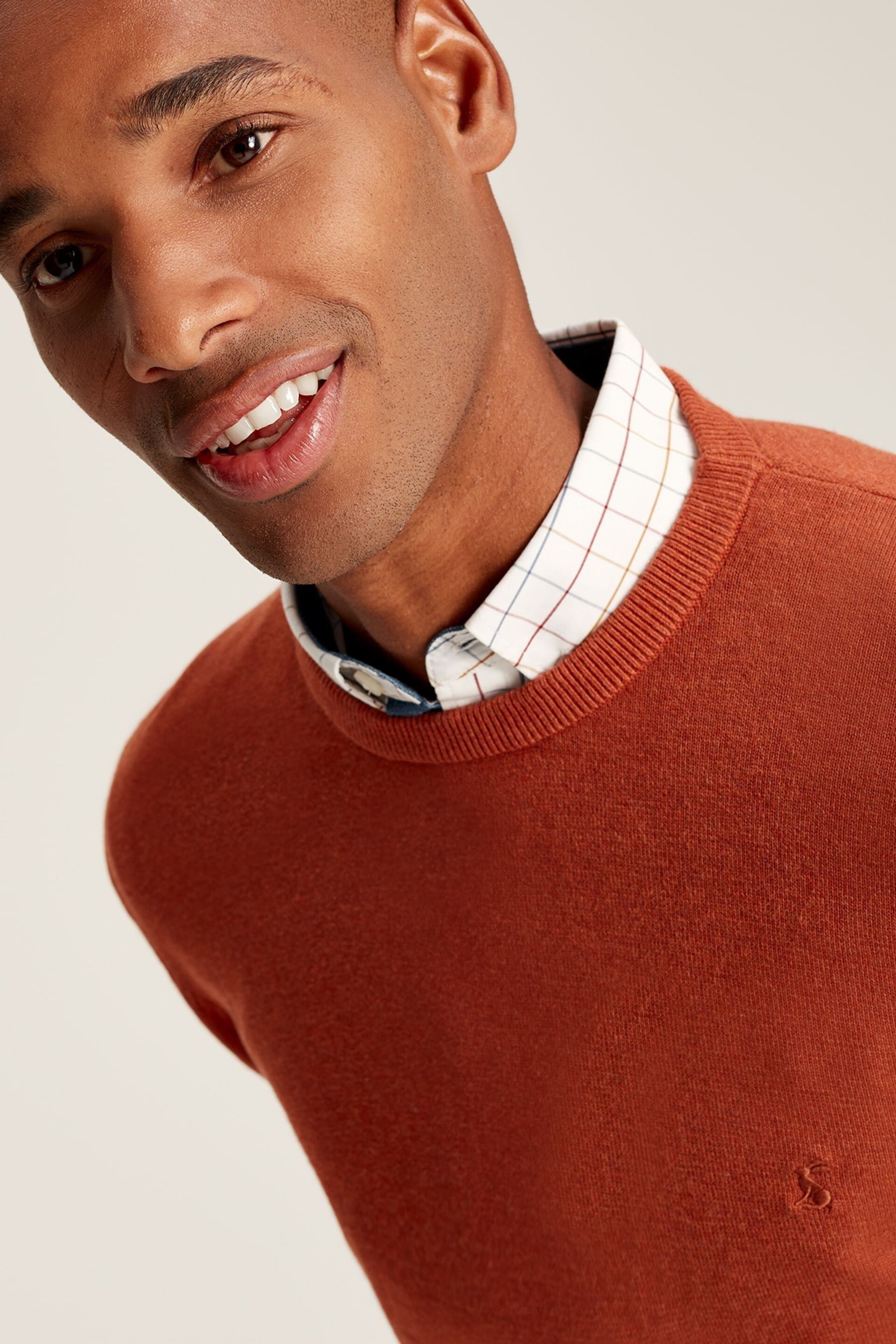 Joules Jarvis Orange Cotton Crew Neck Jumper - Image 6 of 7