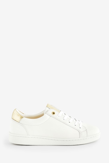 Barbour® International White Carrera Gold Detail Trainers