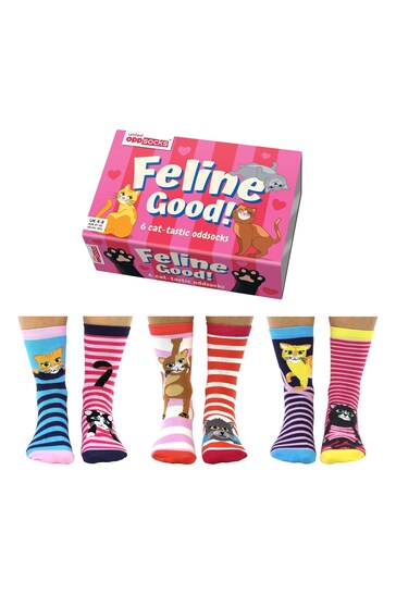 United Odd Socks Multi Stripe Feline Cat Feline Good Socks