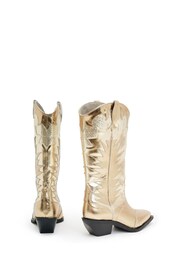 AllSaints White Metallic Dixie Boots - Image 3 of 6