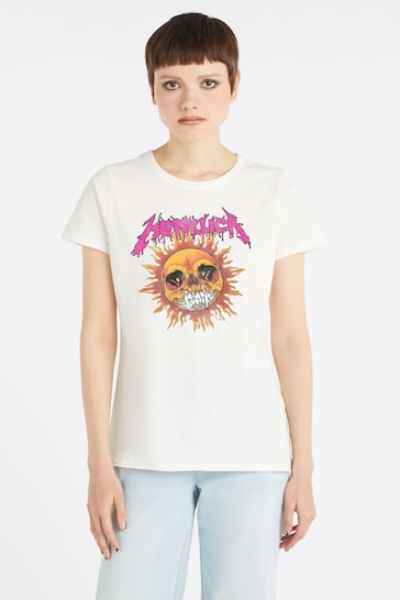 Amplified White Metallica Neon Sun T-Shirt