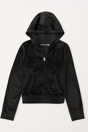 Abercrombie & Fitch Velour Zip Black Hoodie - Image 1 of 2