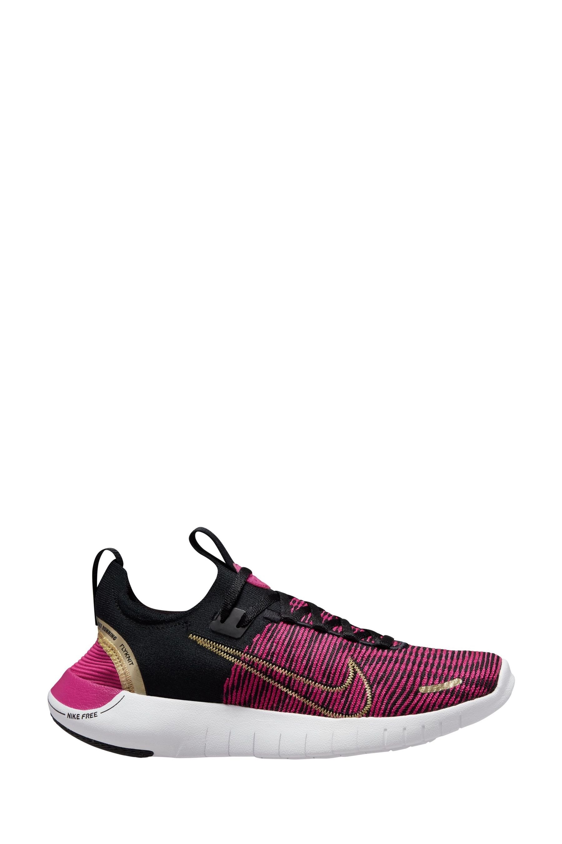 Buy Nike Black Pink Free Run Flyknit Next Nature Road Running Trainers from Next Luxembourg