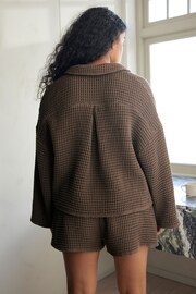 Chocolate Brown Waffle Button Through Short Set Pyjamas - Image 4 of 9