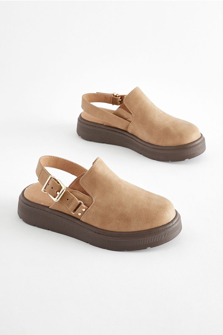 Neutral Beige Adjustable Buckle Chunky Clogs - Image 1 of 6