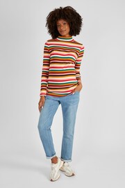 JoJo Maman Bébé Multi Stripe Ribbed Jersey Polo Neck Top - Image 3 of 4