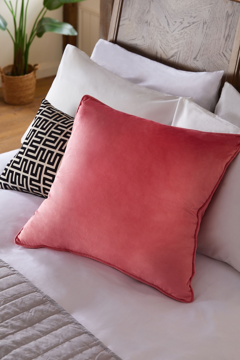 Coral Pink 59 x 59cm Matte Velvet Cushion - Image 1 of 4