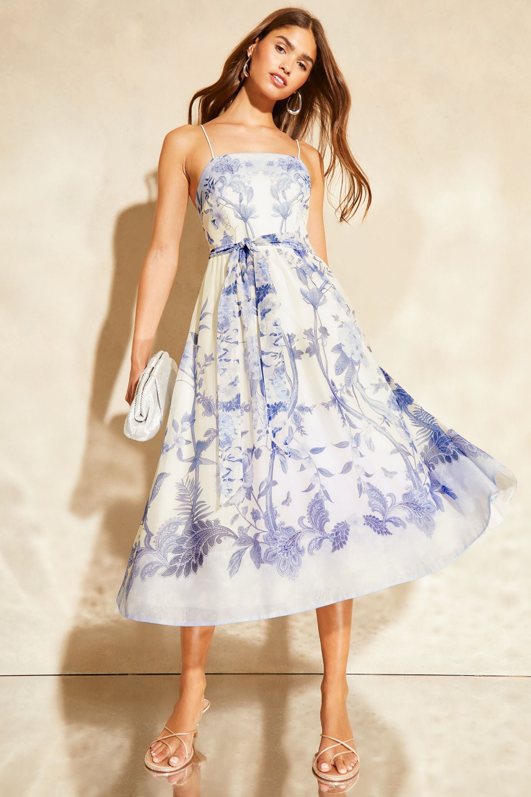 Buy Lipsy Navy Blue Floral Cami Strap Skater Midi Dress from Next Luxembourg