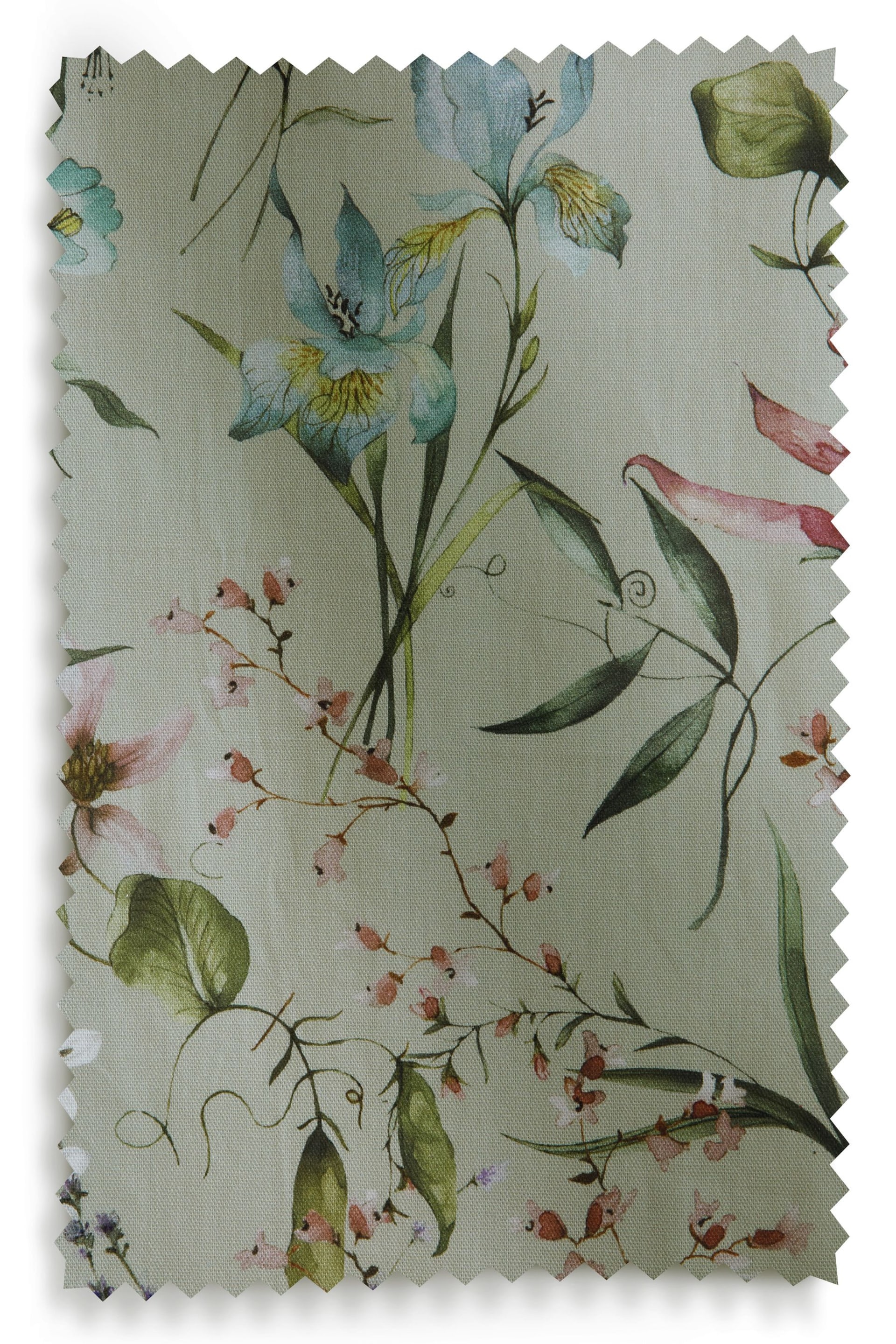 Sage Green Next Regency Floral Eyelet Blackout/Thermal Curtains - Image 7 of 8