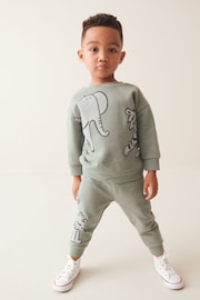 Mineral Blue Animal Character Sweatshirt and Jogger Set (3mths-7yrs) - Image 1 of 7