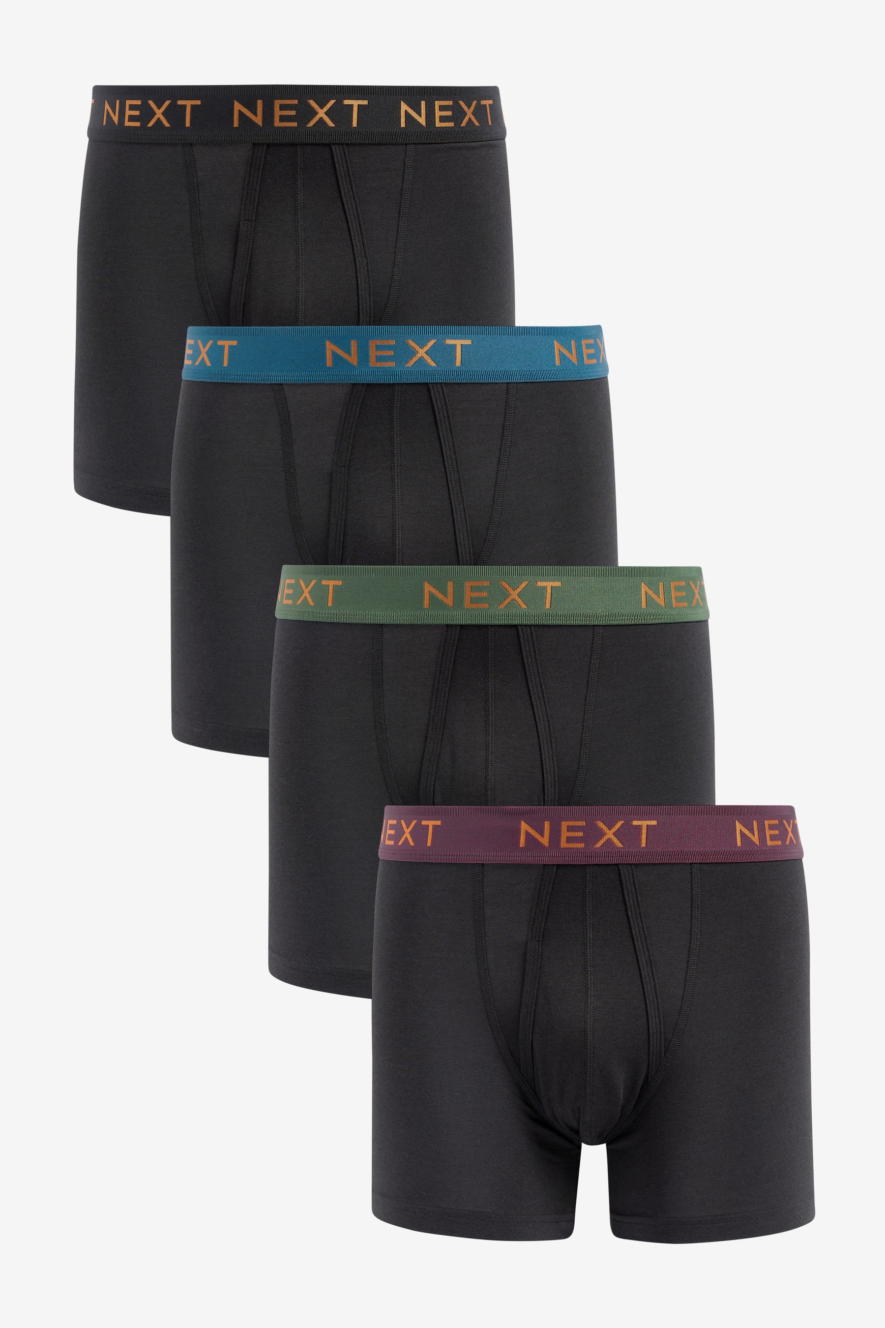 Buy Black Bamboo Rich Waistband 4 pack Signature A Front Boxers from the Next UK online shop