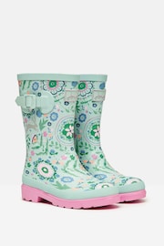 Joules Jnr Teal Blue Printed Wellies - Image 2 of 6