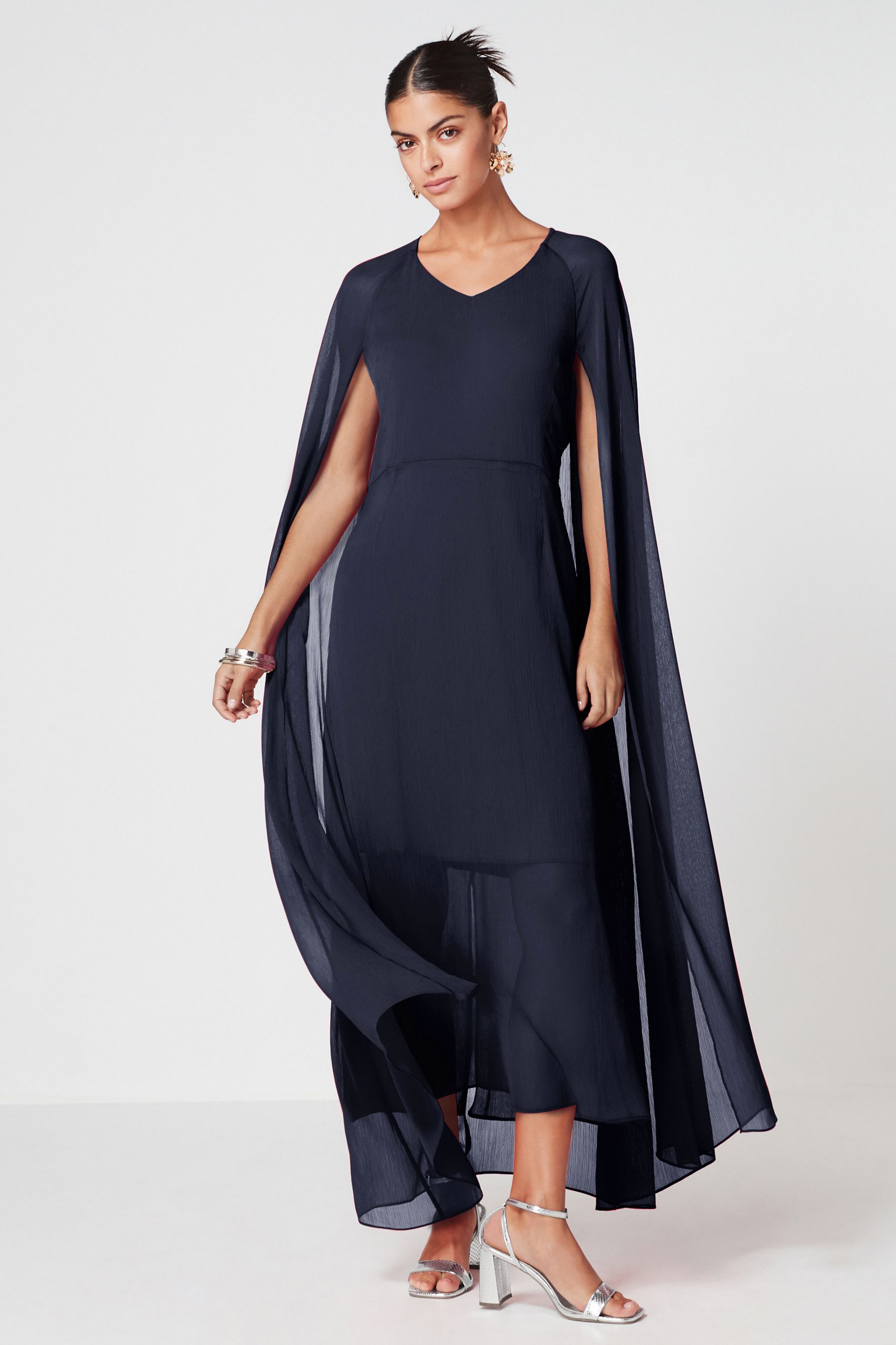 Buy Navy Blue Midi Cape Dress from Next Luxembourg
