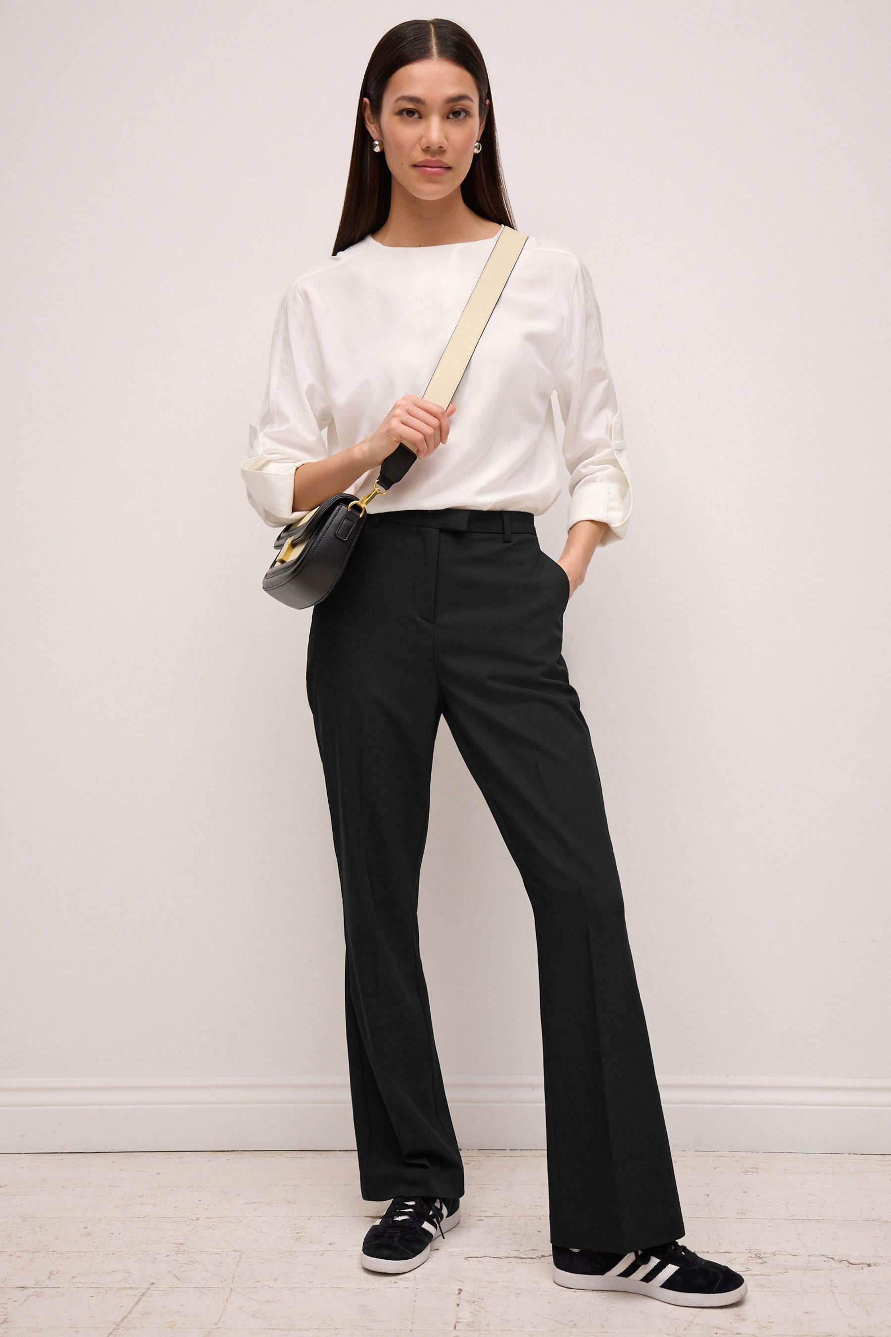 Buy Black Tailored Stretch Bootcut Trousers from the Next UK online shop