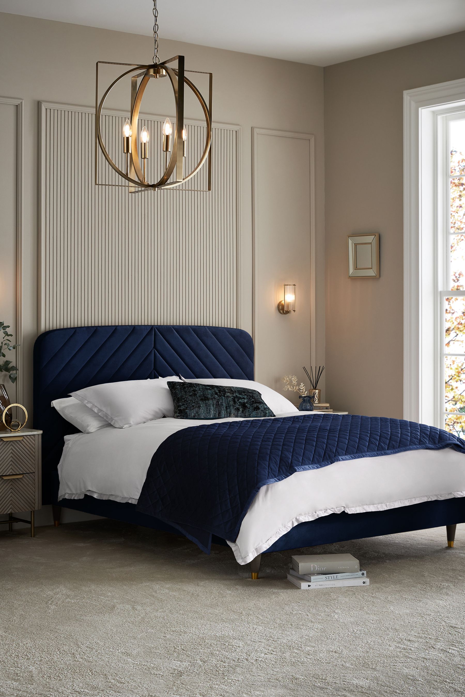 Navy blue new arrivals bed frame