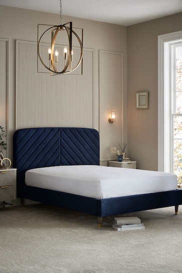 Soft Velvet Navy Blue Valencia Upholstered Bed Frame