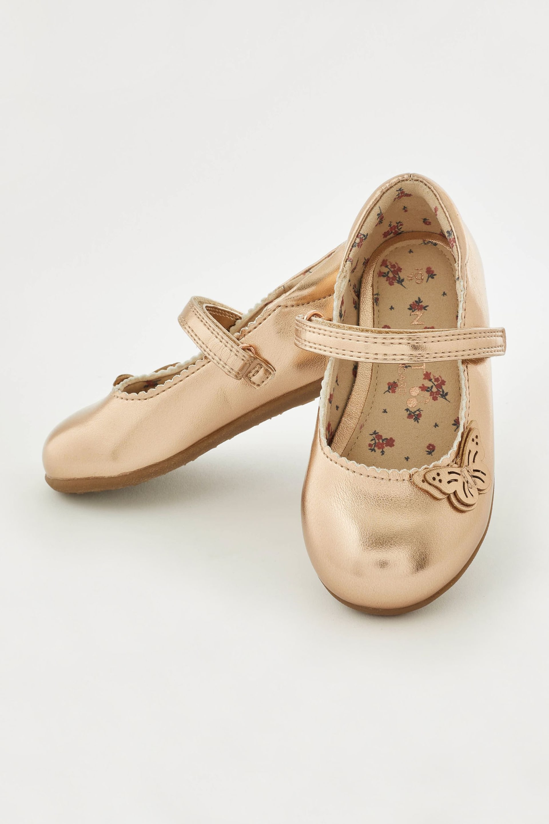 Rose Gold Wide Fit (G) Butterfly Mary Jane Shoes - Image 2 of 5