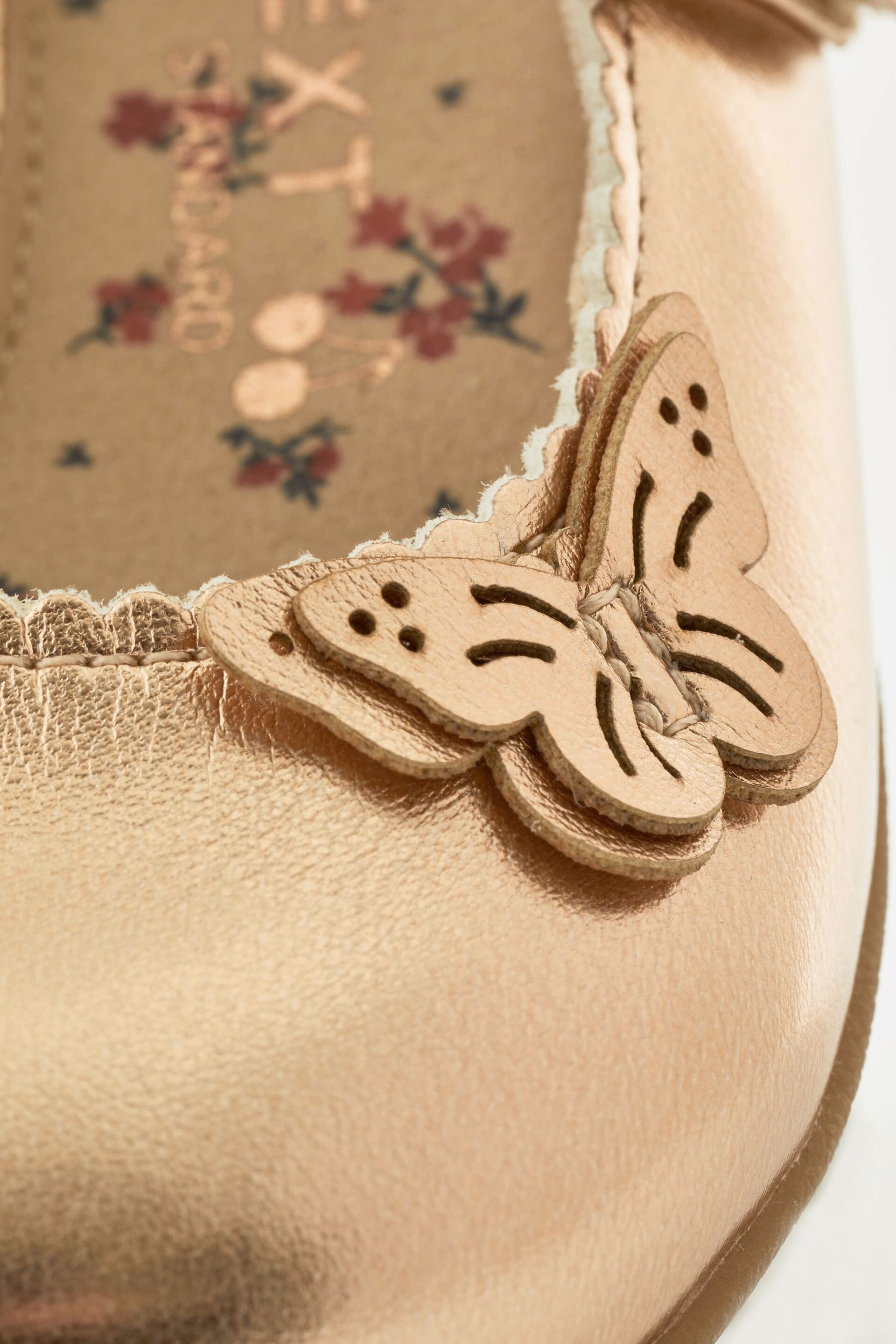 Rose Gold Wide Fit (G) Butterfly Mary Jane Shoes - Image 4 of 5