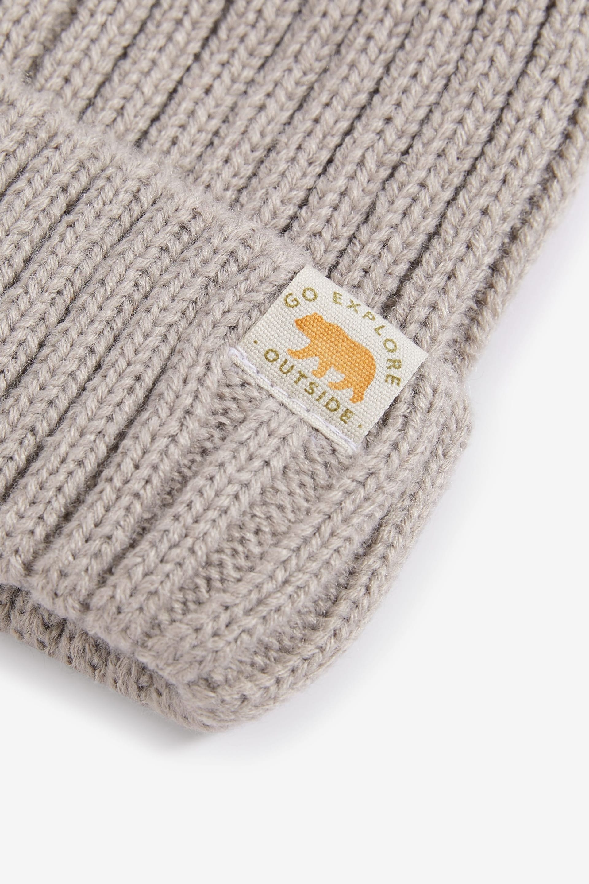 Neutral Knitted Rib Pom Hat (3mths-10yrs) - Image 2 of 2