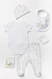 Rock-A-Bye Baby Boutique Animal Print Cotton 6 Piece White Gift Set - Image 1 of 6