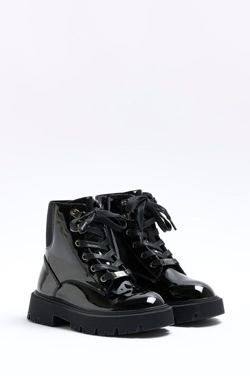 river island black patent ankle boots