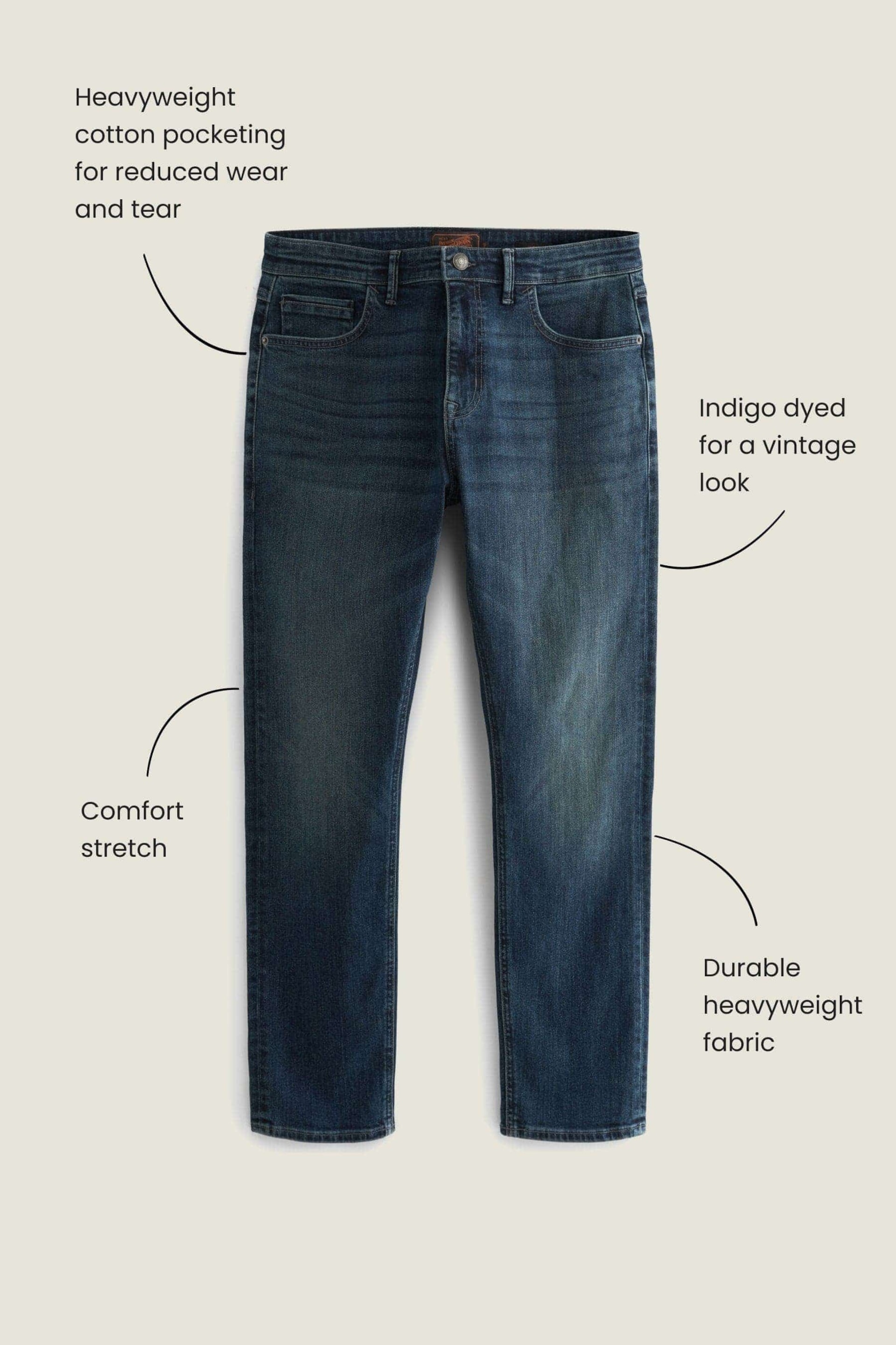 Blue Vintage Tint Slim Fit Premium Heavyweight Signature Cotton Jeans - Image 4 of 10