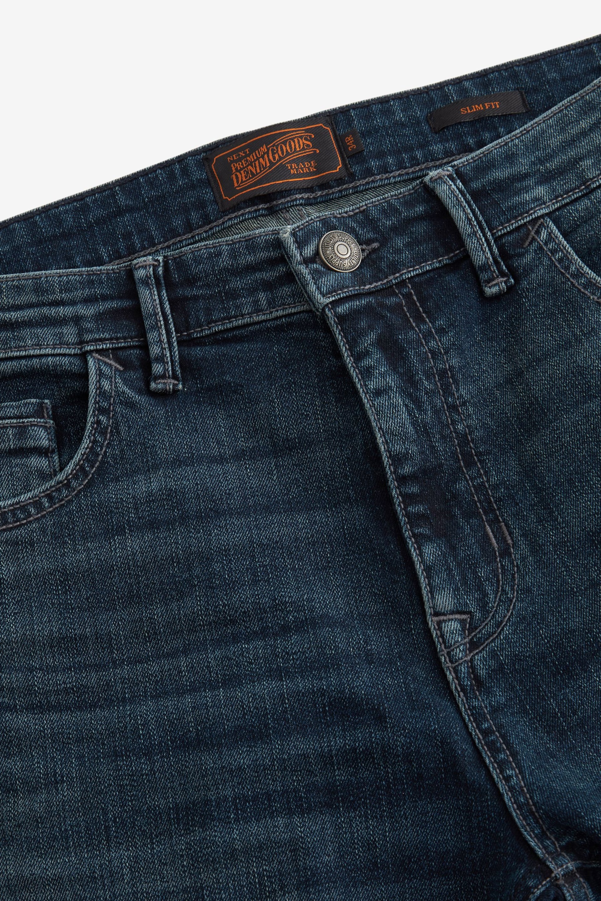 Blue Vintage Tint Slim Fit Premium Heavyweight Signature Cotton Jeans - Image 8 of 10