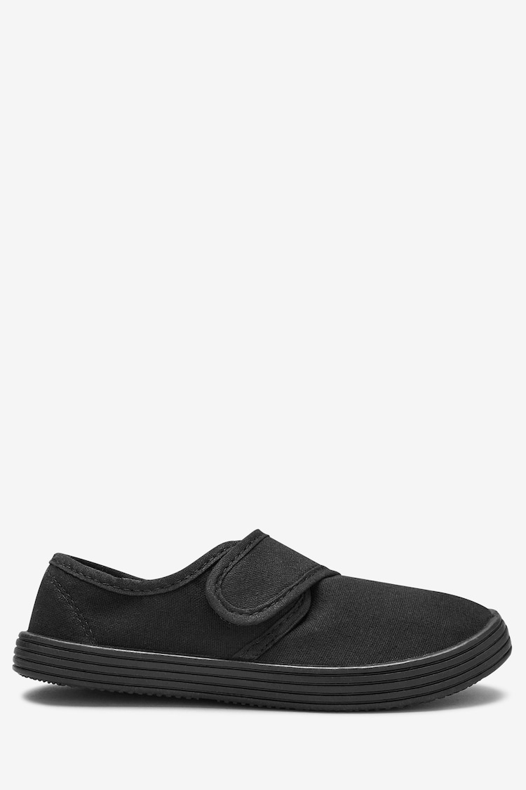 Black Standard Fit (F) Plimsolls School Shoes - Image 2 of 7