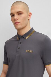 BOSS Dark Grey/Gold Detailing Paddy Pro Contrast Detailing Tipped Polo Shirt - Image 4 of 5