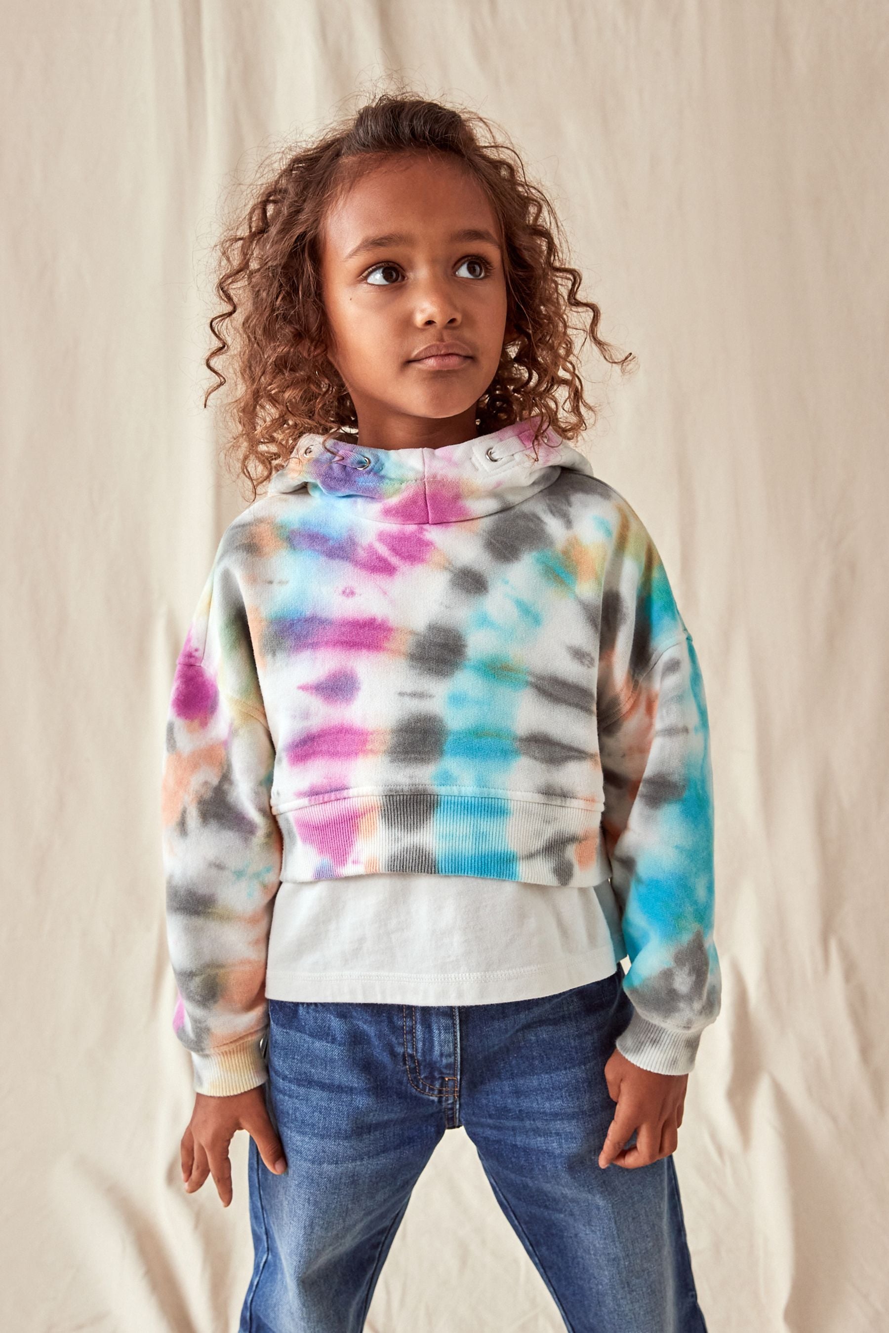 Buy Multi Tie Dye Cropped Hoodie 3 16yrs from Next Belgium