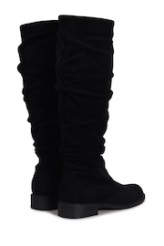 Linzi Black Ciara Faux Suede Flat Ruched Boots - Image 4 of 4